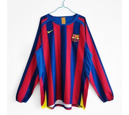 Barcelona 05/06 Home Red&Blue Long Sleeve Soccer Jersey